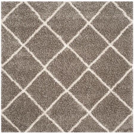 Safavieh 3 x 3 ft. Hudson Shag Power Loomed Square Area Rug; Grey & Ivory SGH281B-3SQ